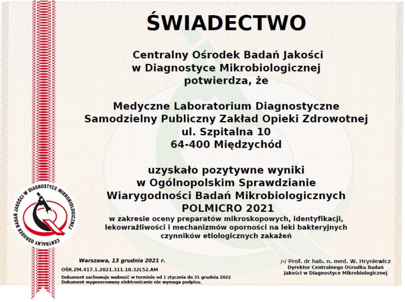 POLMICRO 2021 - certyfikat